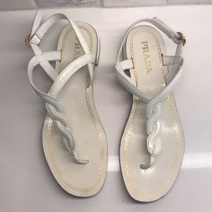 Prada white leather sandal
